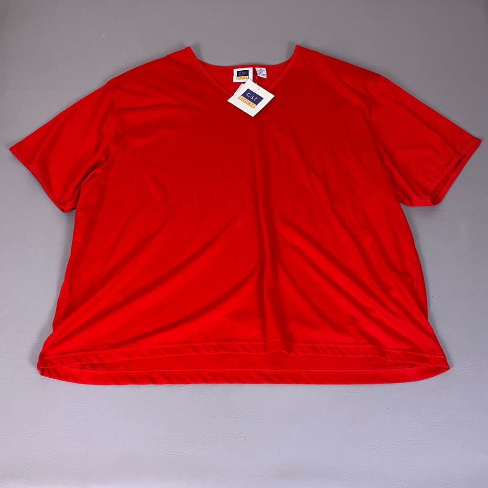 CST Sport T-Shirt Top Women's Plus Size 3X Red V-Neck  Short Sleeve New NWT